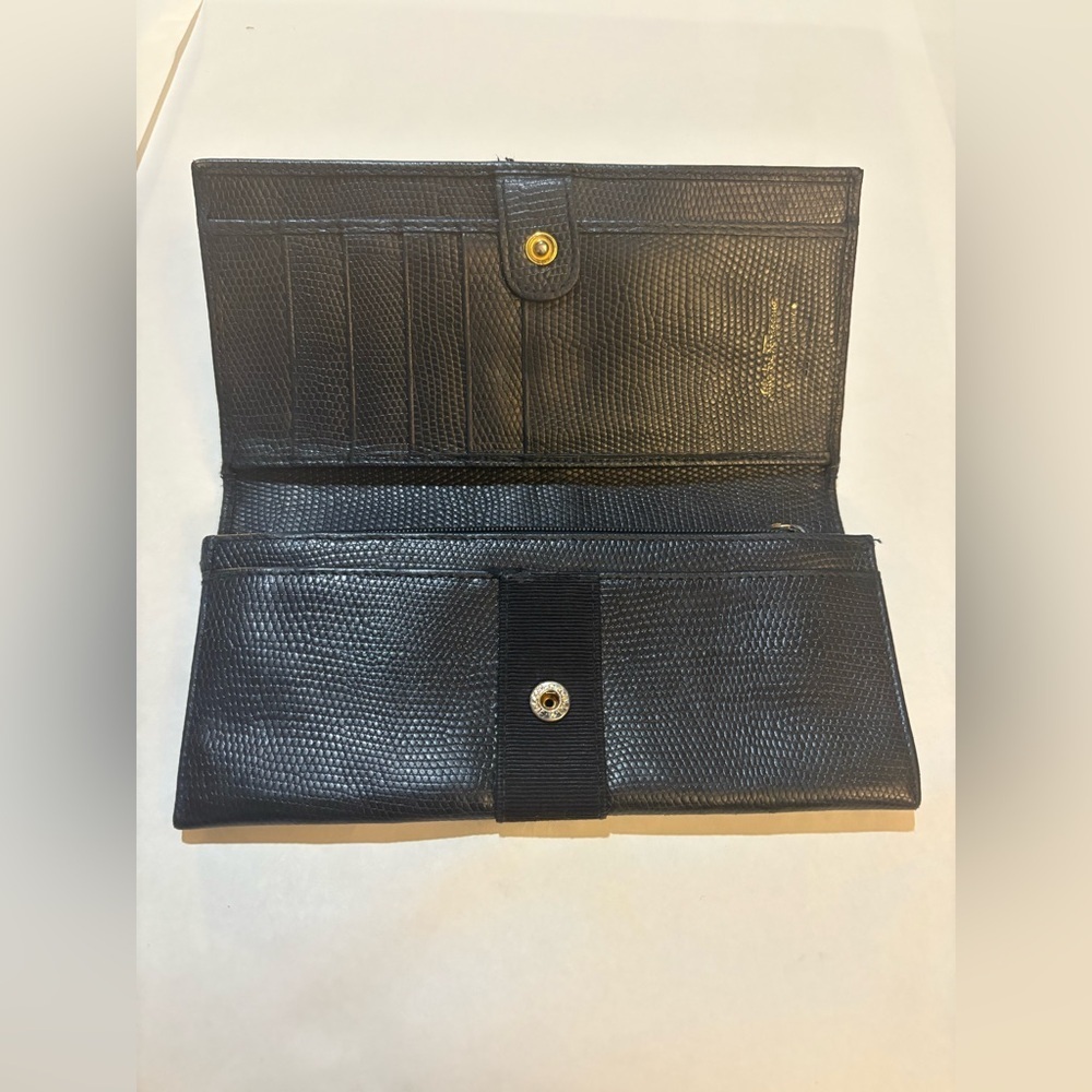 Salvatore Ferragamo Black Textured Leather Wallet - Picture 3 of 12